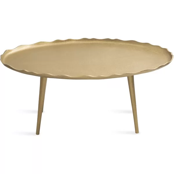 imageKate and Laurel Alessia Transitional Oval Coffee Table 34 x 20 x 15 Bronze Metal Living Room Table for Storage and Display with Antique Deckled Edge DetailingGold