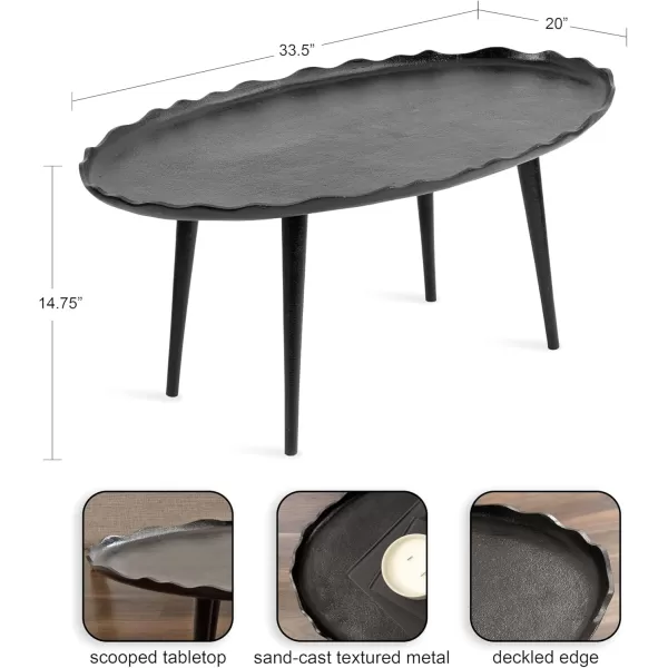 imageKate and Laurel Alessia Transitional Oval Coffee Table 34 x 20 x 15 Bronze Metal Living Room Table for Storage and Display with Antique Deckled Edge DetailingBlack