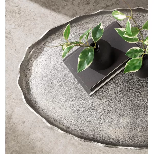 imageKate and Laurel Alessia Transitional Oval Coffee Table 34 x 20 x 15 Bronze Metal Living Room Table for Storage and Display with Antique Deckled Edge DetailingSilver
