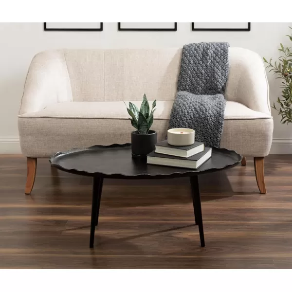 imageKate and Laurel Alessia Transitional Oval Coffee Table 34 x 20 x 15 Bronze Metal Living Room Table for Storage and Display with Antique Deckled Edge DetailingBlack