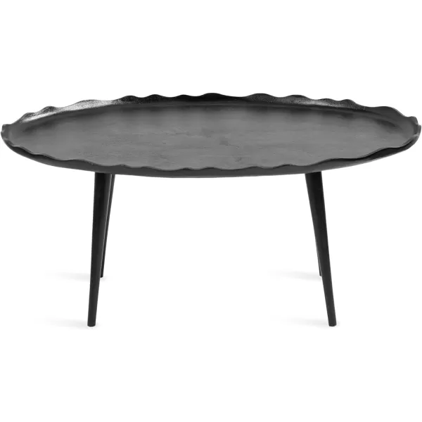 imageKate and Laurel Alessia Transitional Oval Coffee Table 34 x 20 x 15 Bronze Metal Living Room Table for Storage and Display with Antique Deckled Edge DetailingBlack