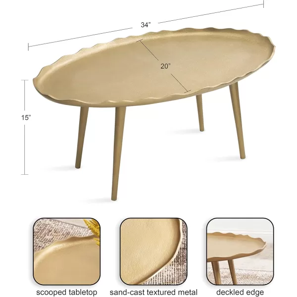 imageKate and Laurel Alessia Transitional Oval Coffee Table 34 x 20 x 15 Bronze Metal Living Room Table for Storage and Display with Antique Deckled Edge DetailingGold