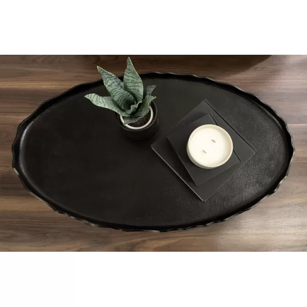 imageKate and Laurel Alessia Transitional Oval Coffee Table 34 x 20 x 15 Bronze Metal Living Room Table for Storage and Display with Antique Deckled Edge DetailingBlack