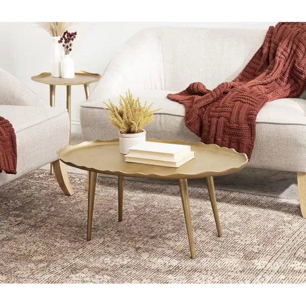 imageKate and Laurel Alessia Transitional Oval Coffee Table 34 x 20 x 15 Bronze Metal Living Room Table for Storage and Display with Antique Deckled Edge DetailingGold