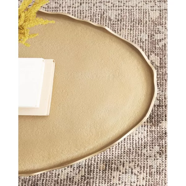 imageKate and Laurel Alessia Transitional Oval Coffee Table 34 x 20 x 15 Bronze Metal Living Room Table for Storage and Display with Antique Deckled Edge DetailingGold