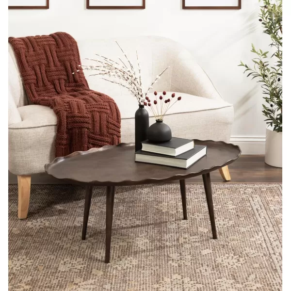 imageKate and Laurel Alessia Transitional Oval Coffee Table 34 x 20 x 15 Bronze Metal Living Room Table for Storage and Display with Antique Deckled Edge DetailingBronze