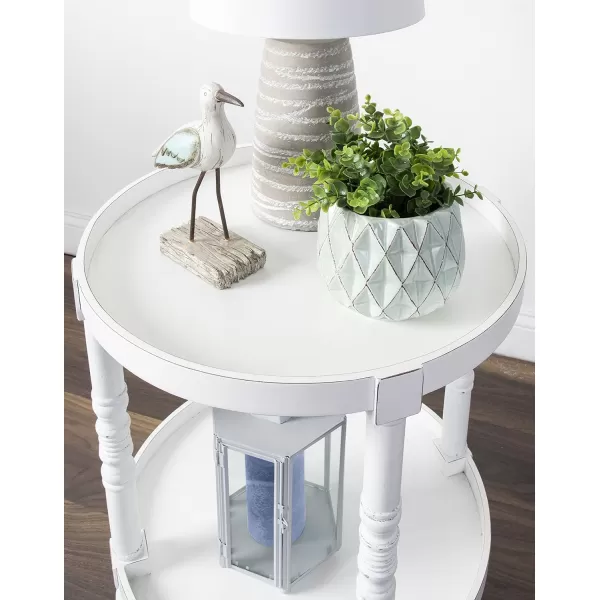 imageKate and Laurel Bellport Coastal Round Wood Side Table 20 x 20 x 24 White Chic End Table Accent for Storage and Display