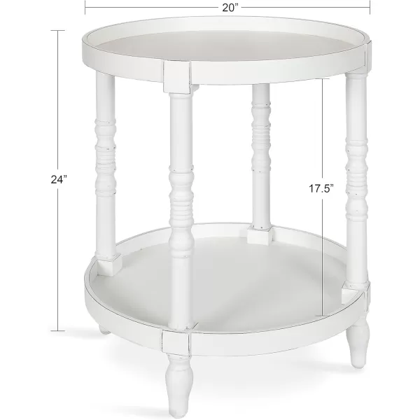 imageKate and Laurel Bellport Coastal Round Wood Side Table 20 x 20 x 24 White Chic End Table Accent for Storage and Display