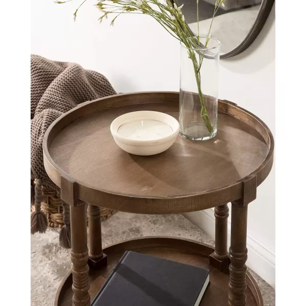 imageKate and Laurel Bellport Farmhouse Side Table 20 x 20 x 24 Rustic Brown Sophisticated Rustic End Table for Storage and Display