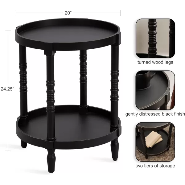 imageKate and Laurel Bellport Traditional Tiered Round Wooden Side Living Room Table Decor 20x20x25 BlackBlack