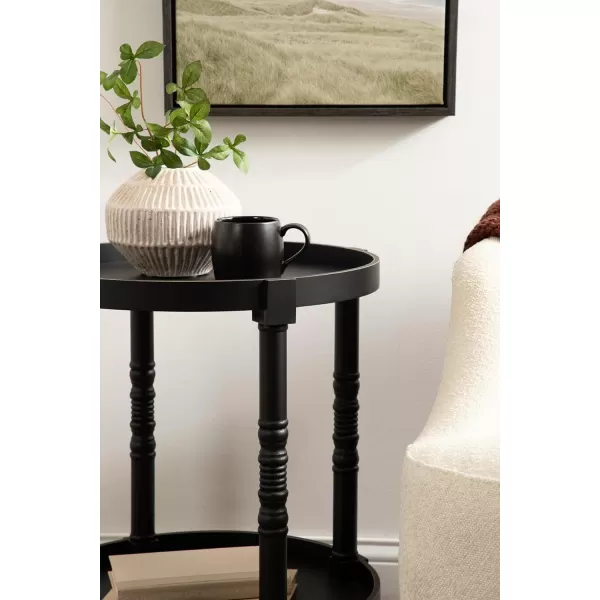 imageKate and Laurel Bellport Traditional Tiered Round Wooden Side Living Room Table Decor 20x20x25 BlackBlack