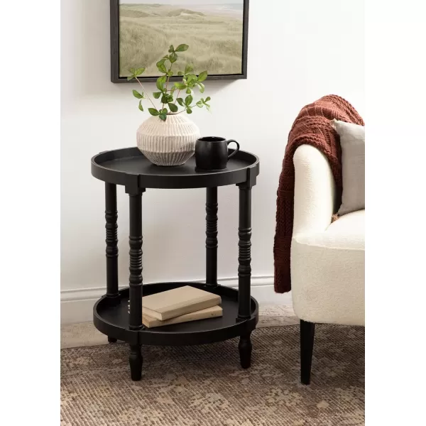 imageKate and Laurel Bellport Traditional Tiered Round Wooden Side Living Room Table Decor 20x20x25 BlackBlack