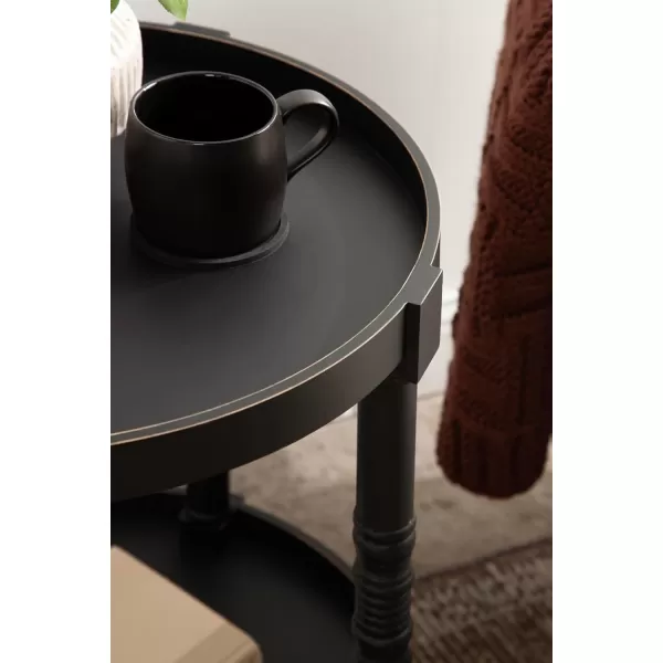 imageKate and Laurel Bellport Traditional Tiered Round Wooden Side Living Room Table Decor 20x20x25 BlackBlack