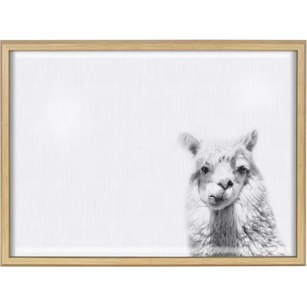 imageKate and Laurel Blake Alpaca Portrait Horizontal Framed Printed Glass Wall Art and Dry Erase by Simon Te of Tai Prints 18x24 Natural