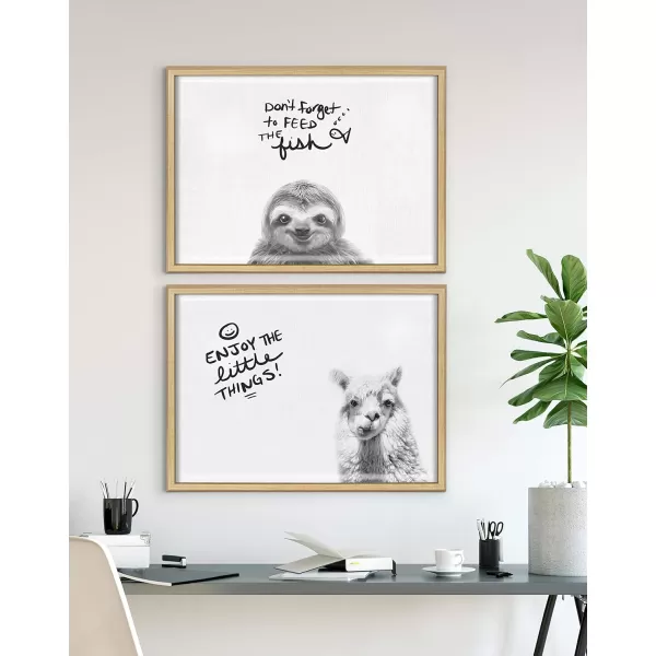 imageKate and Laurel Blake Alpaca Portrait Horizontal Framed Printed Glass Wall Art and Dry Erase by Simon Te of Tai Prints 18x24 Natural