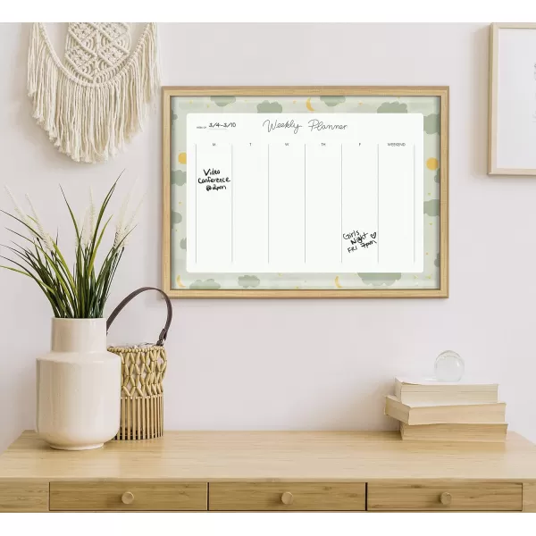 imageKate and Laurel Blake Clouds Weekly Planner Framed Printed Glass Wall Art by Alja Horvat 18x24 Natural Weekly Calendar Printed Glass Wall Organizer