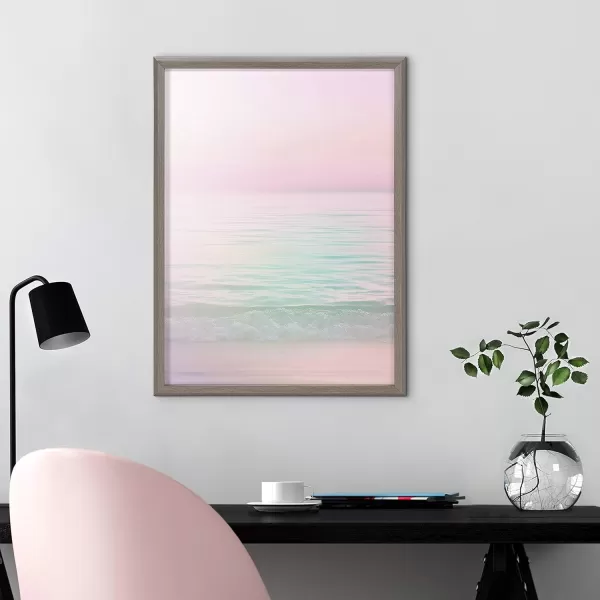 imageKate and Laurel Blake Dreamy Pastel Seascape Framed Printed DryErase Glass Wall Art by Dominique Vari 18x24 Gray Functional Coast Art for Wall