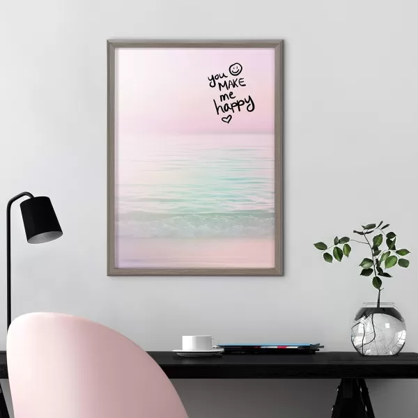 imageKate and Laurel Blake Dreamy Pastel Seascape Framed Printed DryErase Glass Wall Art by Dominique Vari 18x24 Gray Functional Coast Art for Wall