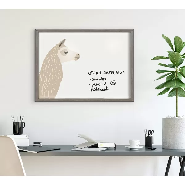 imageKate and Laurel Blake Llama Larry Framed Printed Glass Dry Erase Wall Art by Rocket Jack 18x24 Gray Contemporary Printed Glass Wall Decor