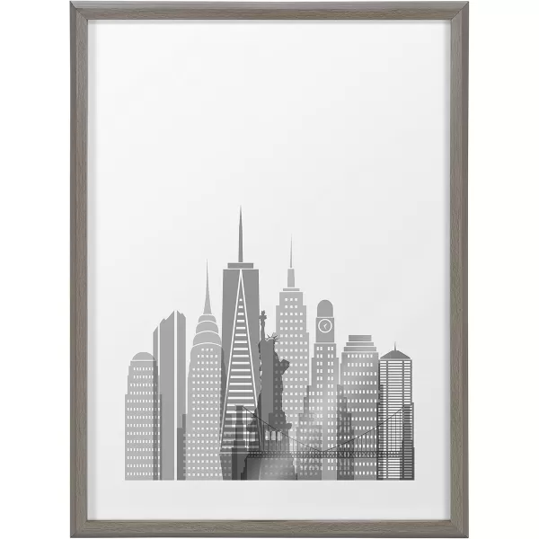 imageKate and Laurel Blake New York Cityscape Framed Printed Glass Wall and Dry Erase Art by Jake Goossen 18x24 Gray Decorative Landscape Functional Art for Wall