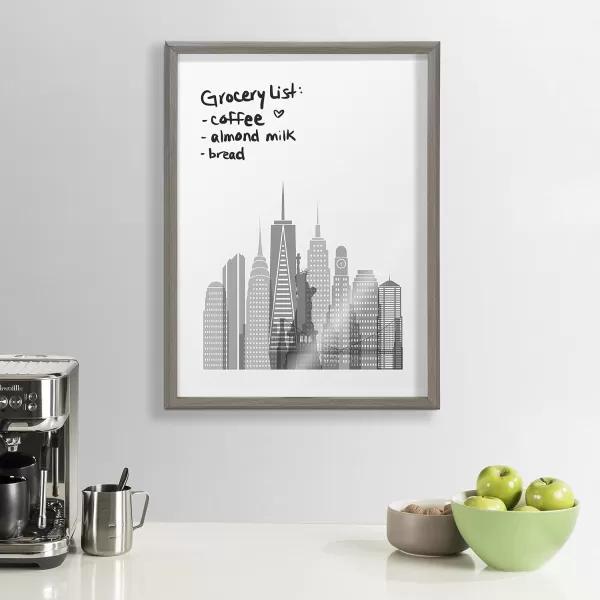 imageKate and Laurel Blake New York Cityscape Framed Printed Glass Wall and Dry Erase Art by Jake Goossen 18x24 Gray Decorative Landscape Functional Art for Wall