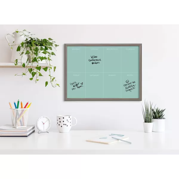 imageKate and Laurel Blake This Week Framed Teal Printed Glass Dry Erase Wall Art by The Creative Bunch Studio 18x24 Gray Weekly Calendar Decorative Wall Organizer