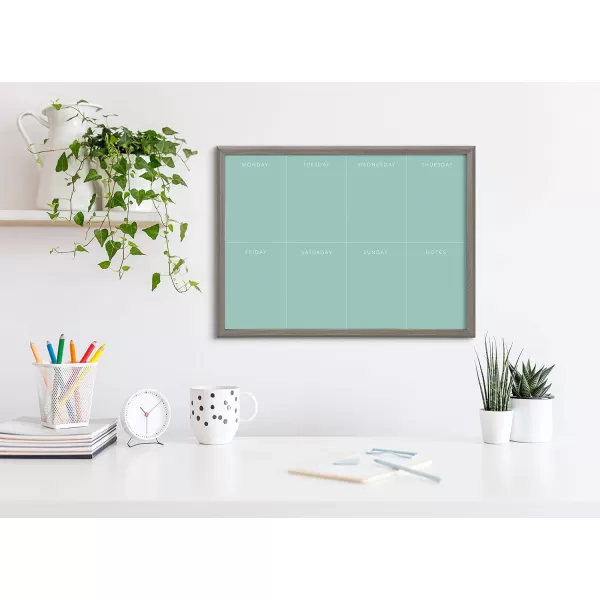 imageKate and Laurel Blake This Week Framed Teal Printed Glass Dry Erase Wall Art by The Creative Bunch Studio 18x24 Gray Weekly Calendar Decorative Wall Organizer