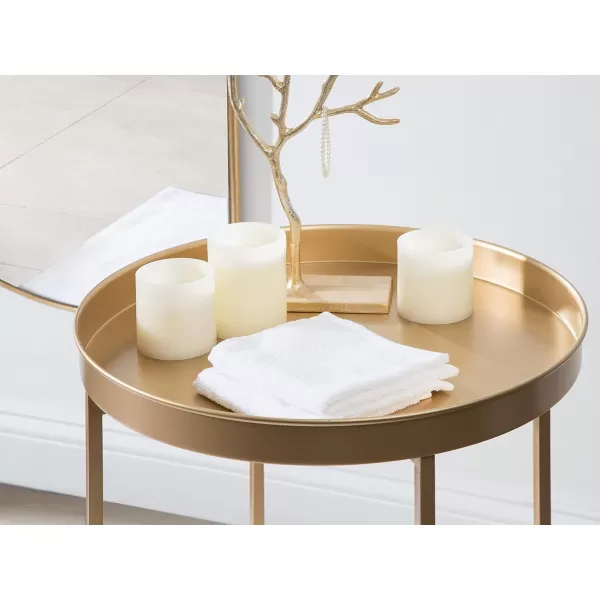 imageKate and Laurel Celia Glam Round Side Table 1825 x 1825 x 22 Gold Modern Minimalist Accent Table for Storage and DisplayGold