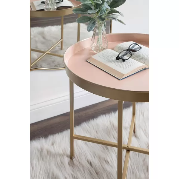 imageKate and Laurel Celia Glam Round Side Table 1825 x 1825 x 22 Pink and Gold Modern Minimalist Accent Table for Storage and Display
