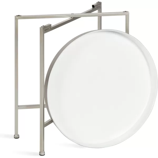 imageKate and Laurel Celia Glam Round Side Table 1825 x 1825 x 22 White and Silver Modern Minimalist Accent Table for Storage and Display
