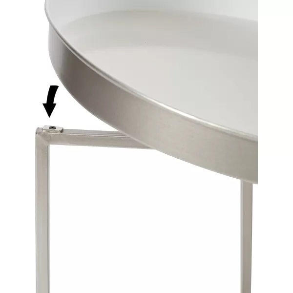imageKate and Laurel Celia Glam Round Side Table 1825 x 1825 x 22 White and Silver Modern Minimalist Accent Table for Storage and Display