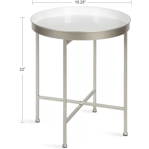 imageKate and Laurel Celia Glam Round Side Table 1825 x 1825 x 22 White and Silver Modern Minimalist Accent Table for Storage and Display