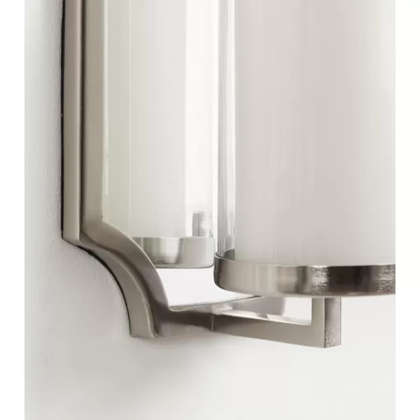 imageKate and Laurel Ciel Glam Mirrored Wall Sconce 6 x 5 x 16 Silver Traditional Scalloped Candle Holder with Removable Glass Cylinder and Mirror for Bathroom or Bedroom Wall DecorSilver