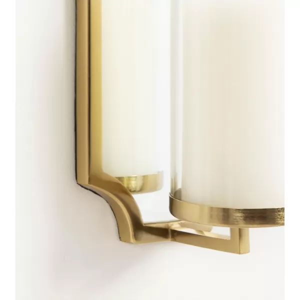 imageKate and Laurel Ciel Glam Mirrored Wall Sconce 6 x 5 x 16 Silver Traditional Scalloped Candle Holder with Removable Glass Cylinder and Mirror for Bathroom or Bedroom Wall DecorGold