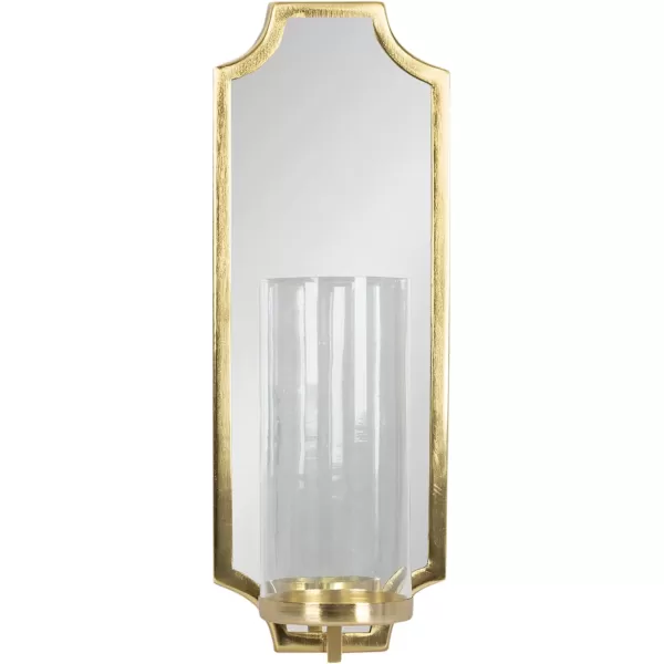 imageKate and Laurel Ciel Glam Mirrored Wall Sconce 6 x 5 x 16 Silver Traditional Scalloped Candle Holder with Removable Glass Cylinder and Mirror for Bathroom or Bedroom Wall DecorGold