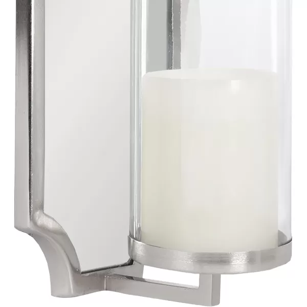 imageKate and Laurel Ciel Glam Mirrored Wall Sconce 6 x 5 x 16 Silver Traditional Scalloped Candle Holder with Removable Glass Cylinder and Mirror for Bathroom or Bedroom Wall DecorSilver