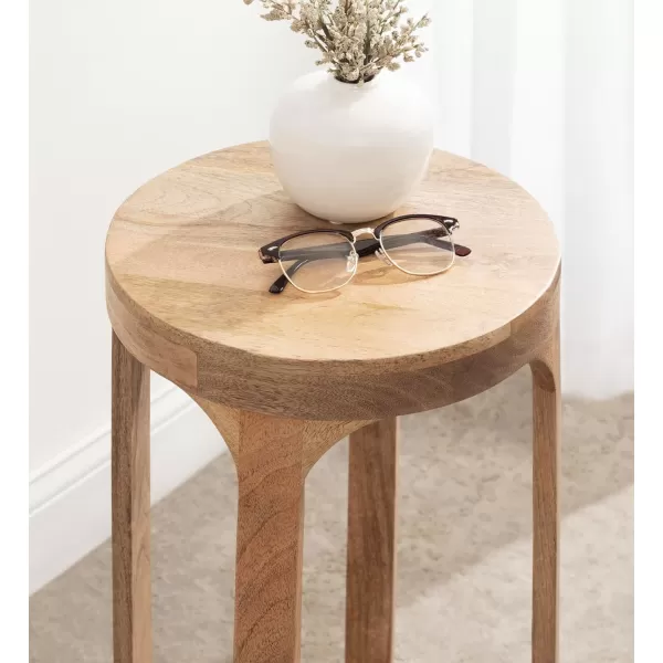 imageKate and Laurel Dahl Wooden Round Drink Table 12 x 23 Whitewash Transitional Boho Circle Wood Accent Pedestal Table for Living Room Plant Stand or Small Bedroom NightstandNatural