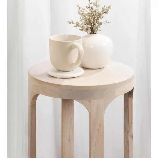 imageKate and Laurel Dahl Wooden Round Drink Table 12 x 23 Whitewash Transitional Boho Circle Wood Accent Pedestal Table for Living Room Plant Stand or Small Bedroom NightstandWhite