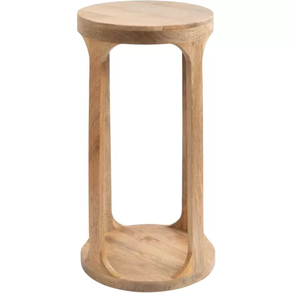 imageKate and Laurel Dahl Wooden Round Drink Table 12 x 23 Whitewash Transitional Boho Circle Wood Accent Pedestal Table for Living Room Plant Stand or Small Bedroom NightstandNatural