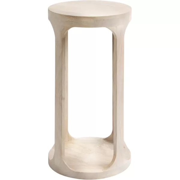 imageKate and Laurel Dahl Wooden Round Drink Table 12 x 23 Whitewash Transitional Boho Circle Wood Accent Pedestal Table for Living Room Plant Stand or Small Bedroom NightstandWhite