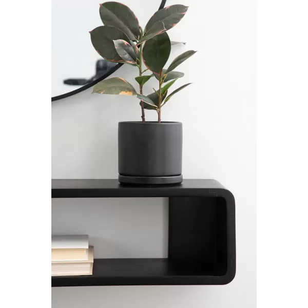 imageKate and Laurel Deguara Solid Wood Entryway Table with Storage for Use as Living Room Floating TV Console or Large Wall Shelf 30x7x7 Black