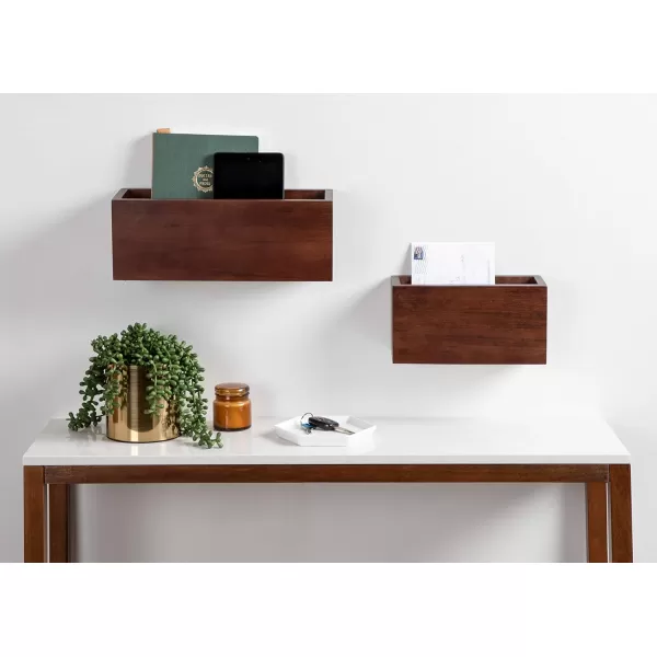 imageKate and Laurel Domio MidCentury Pocket Wall Organizer Set of 2 Walnut Brown Wood Office Organizer for WallWalnut Brown