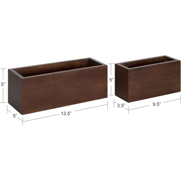 imageKate and Laurel Domio MidCentury Pocket Wall Organizer Set of 2 Walnut Brown Wood Office Organizer for WallWalnut Brown