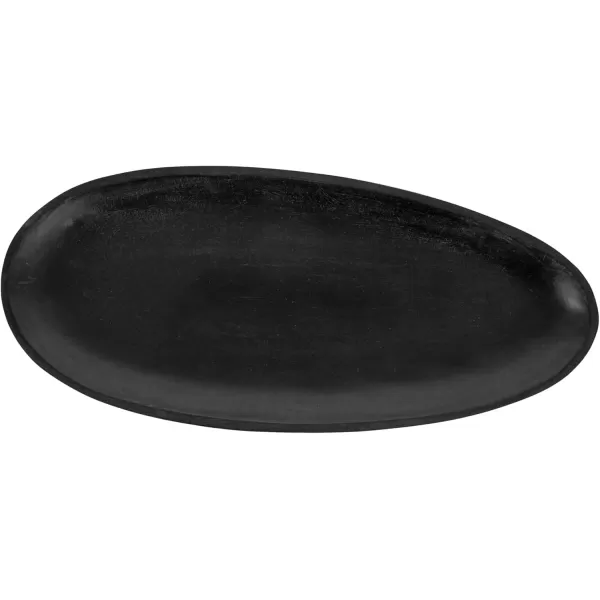 imageKate and Laurel Ekata Decorative Oval Solid Wood Nesting Trays Set of 2 Black FoodSafe Charcuterie Board Trays for Kitchen Counter or for Use as Ottoman Tray Accents or Coffee Table Tray Decor