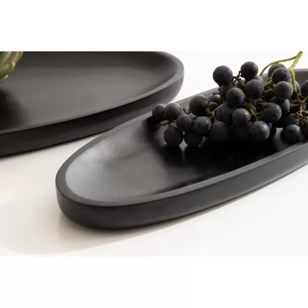 imageKate and Laurel Ekata Decorative Oval Solid Wood Nesting Trays Set of 2 Black FoodSafe Charcuterie Board Trays for Kitchen Counter or for Use as Ottoman Tray Accents or Coffee Table Tray Decor