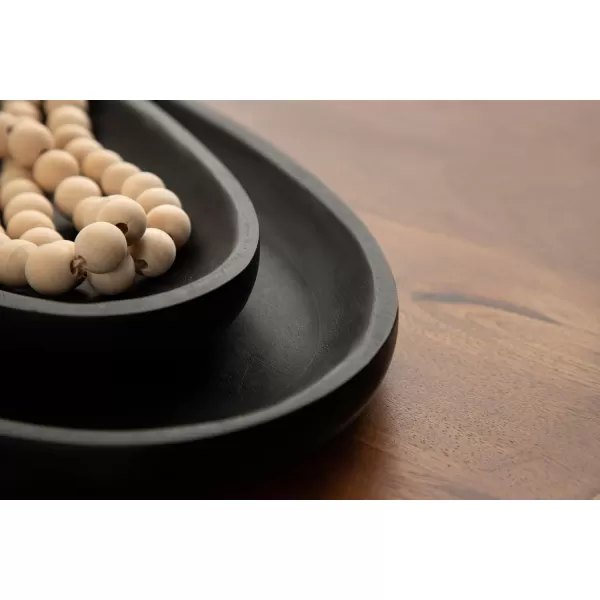 imageKate and Laurel Ekata Decorative Oval Solid Wood Nesting Trays Set of 2 Black FoodSafe Charcuterie Board Trays for Kitchen Counter or for Use as Ottoman Tray Accents or Coffee Table Tray Decor