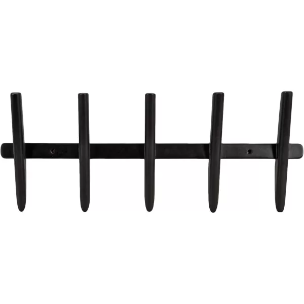 imageKate and Laurel Eland Modern FiveHook Wall Hanging Coat Rack 30 x 4 x 12 Black Decorative Wood Coat Rack Wall Mount for Use as Entryway Storage or Mudroom Hooks