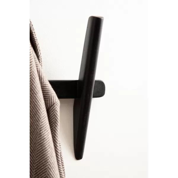 imageKate and Laurel Eland Modern FiveHook Wall Hanging Coat Rack 30 x 4 x 12 Black Decorative Wood Coat Rack Wall Mount for Use as Entryway Storage or Mudroom Hooks