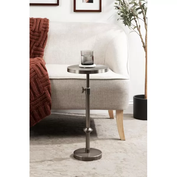 imageKate and Laurel Engles Traditional AdjustableHeight Pedestal Drink Table 10 x 10 x 30 Bronze Vintage Round Indoor Metal Plant Stand with Embossed Sunburst PatternSilver