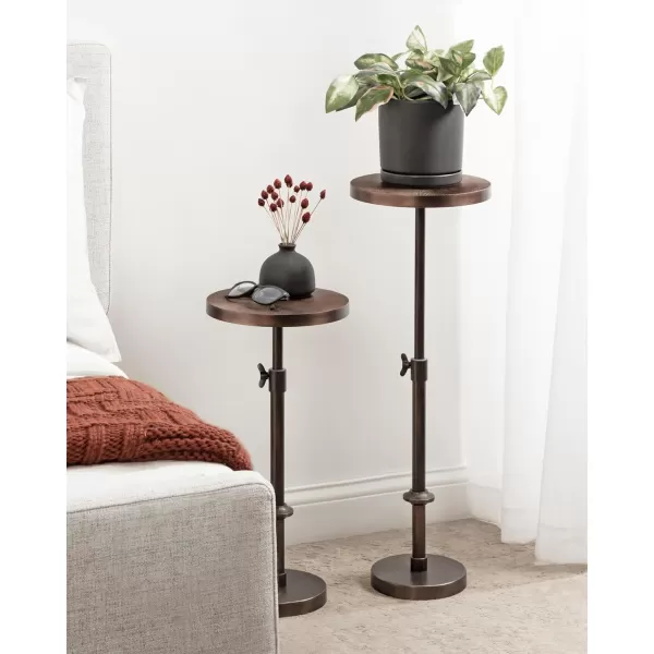 imageKate and Laurel Engles Traditional AdjustableHeight Pedestal Drink Table 10 x 10 x 30 Bronze Vintage Round Indoor Metal Plant Stand with Embossed Sunburst PatternBronze